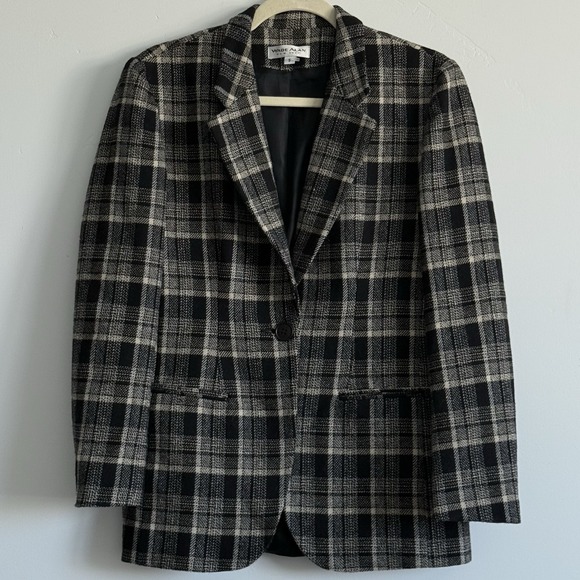 wade alan Jackets & Blazers - Vintage Sportswear Blazer Womens S Wool Plaid Tartan Jacket Union‎ USA Old Money